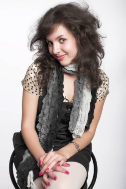 zarif kıvırcık kız beyaz izole