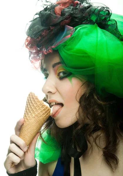 Doll with ice-cream — Stock Photo, Image