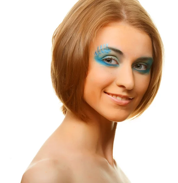 Multicolored creativity make-up woman. — Stock Photo, Image