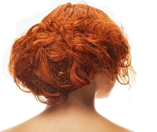 Hairstyle red. back view — Stock Photo, Image