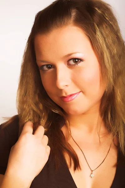 Beautiful blonde over white background