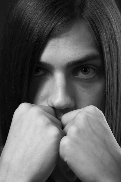 Young man with long hair — Stock Photo, Image