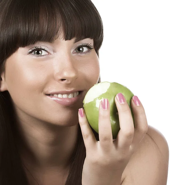 Young girl eating apple — Stock Photo, Image