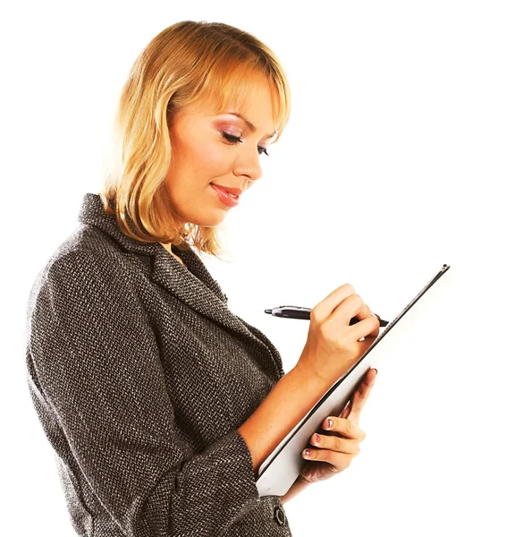 Business Woman Taking Notes — Stock Photo, Image