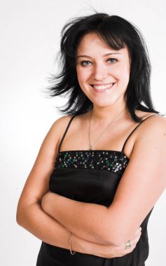 Beyaz arkaplanda izole edilmiş kadın