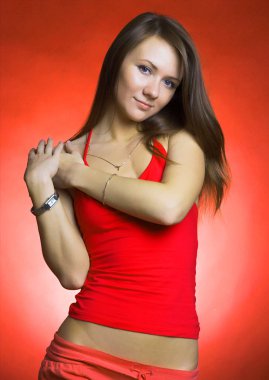 genç kadın yüzü. Yakın çekim. Beyaz arka plan üzerinde