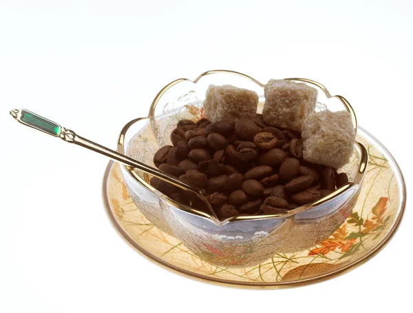 Coffee beans and sugar — Stock Photo, Image