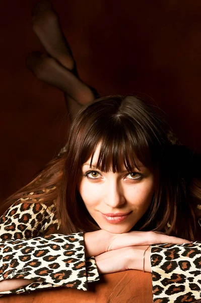 Woman with brown long hair — Stock Photo, Image