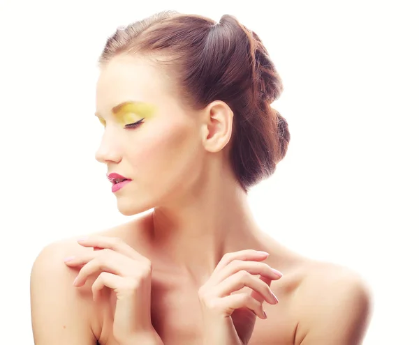 Bellezza giovane ragazza con luminoso multicolore make-up . — Foto Stock