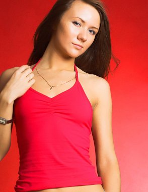 Güzel genç kadın yüzü. Kapat..