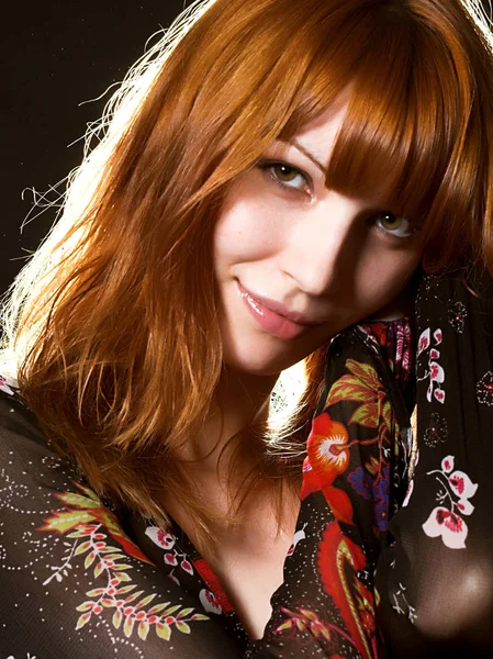 Gorgeous girl with red wig — Stock Photo, Image