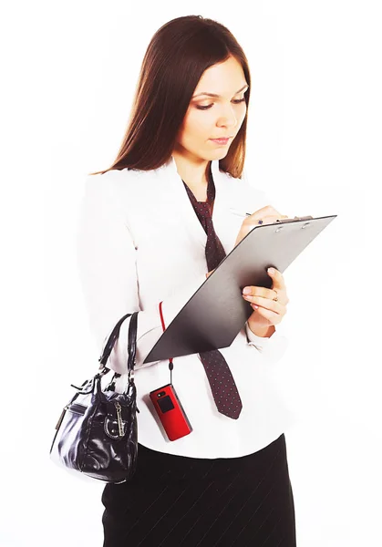 Mujer de negocios aislada en blanco — Foto de Stock