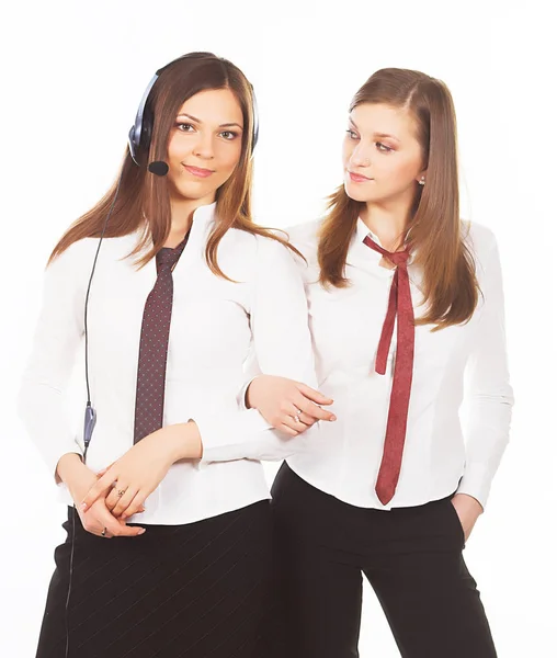 Duas mulheres de negócios no fundo branco — Fotografia de Stock