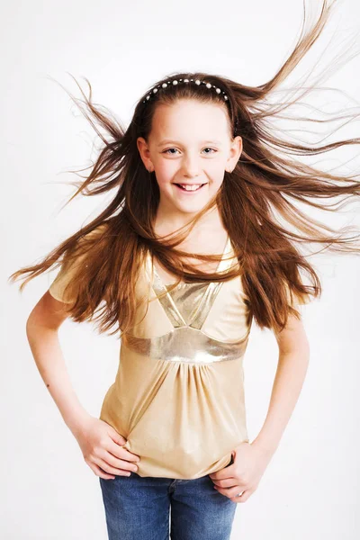 Little girl over white background — Stock Photo, Image