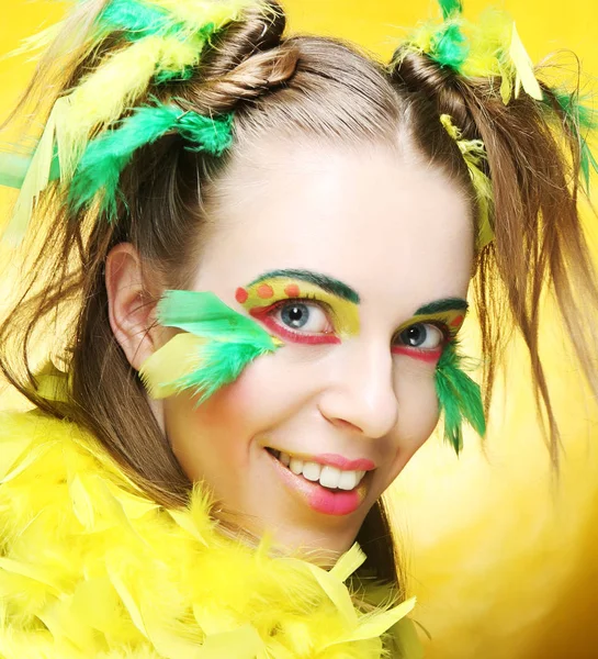 Crazy girl with bright make up — Stock Photo, Image
