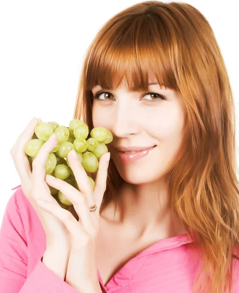 Mujer con racimo de uva — Foto de Stock