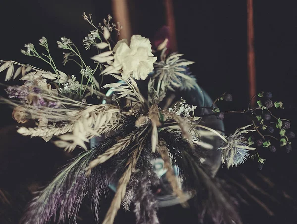 bouquet of dried flowers on the table