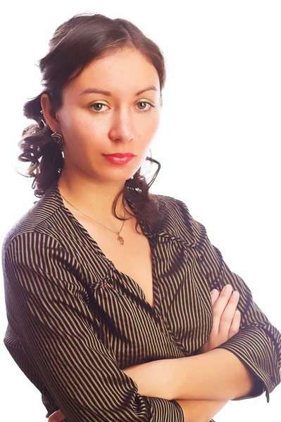 Mujer en chaqueta a rayas —  Fotos de Stock