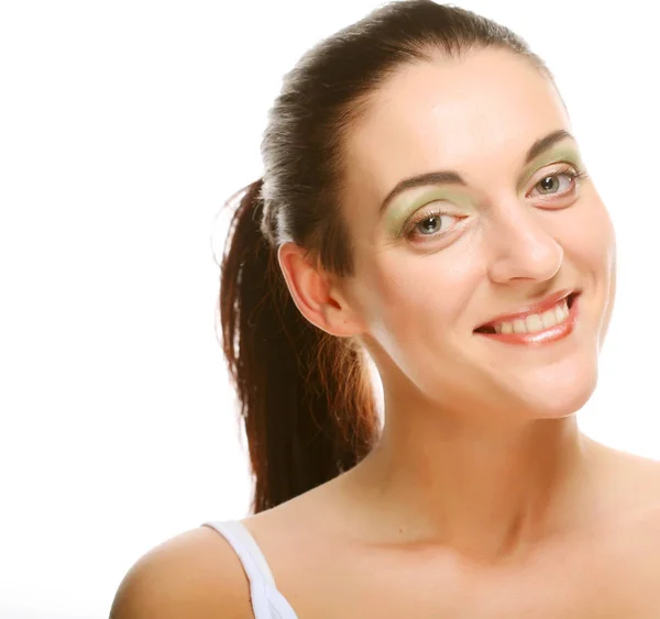 Piękne zdrowie kobieta twarz z czystej skóry czystości — Zdjęcie stockowe