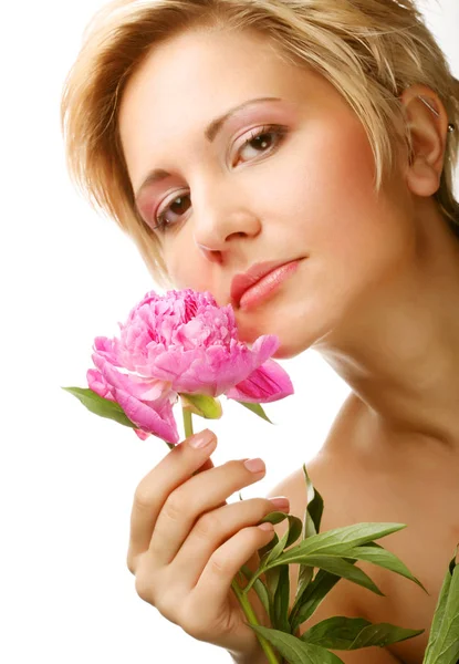 ağaç Şakayık çiçeği olan kadın