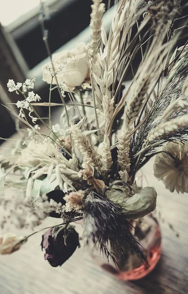 bouquet of dried flowers on the table