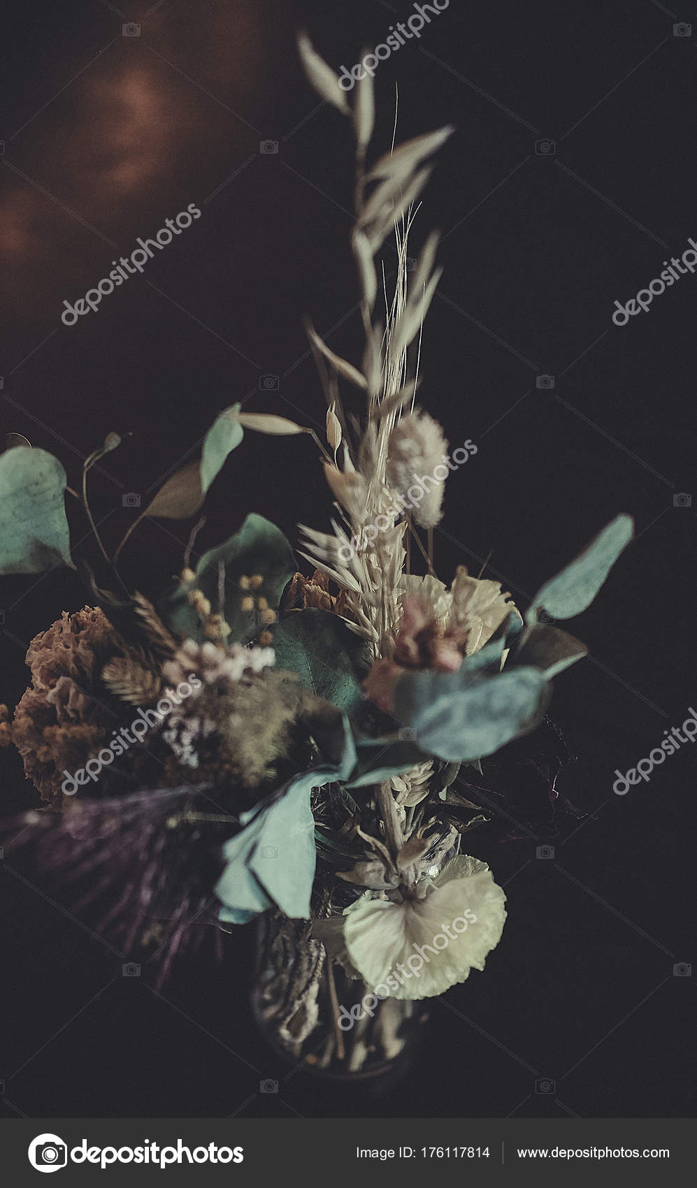 Bouquet De Fleurs Séchées En Gros Plan Photographie