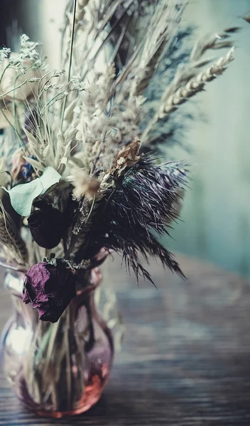 bouquet of dried flowers on the table