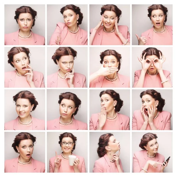 Jeune femme visage expressions composite — Photo