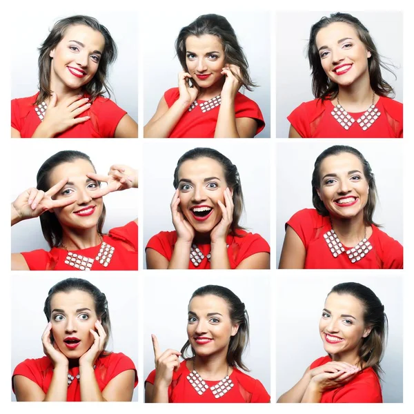 Young woman face expressions composite — Stock Photo, Image