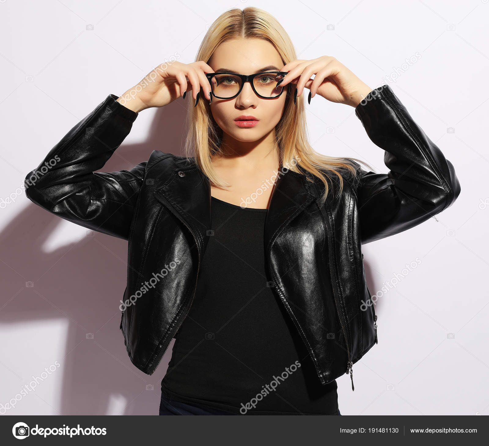 ladies black leather shirt
