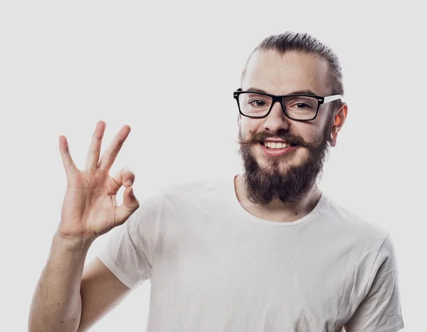 Lifestyle and people concept: Closeup of smiling man wearing eyeglass — Stock Photo, Image