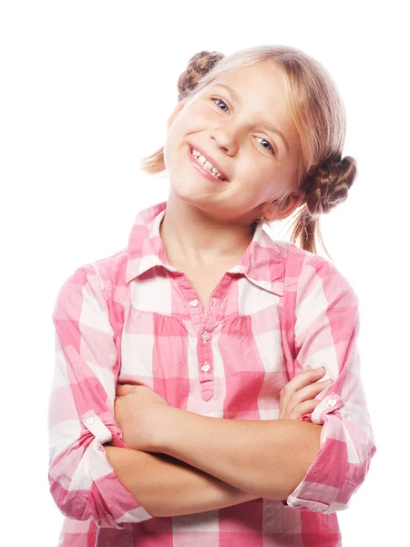 Foto de rir bela menina feliz olhando para a câmera — Fotografia de Stock