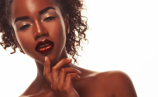 Portrait of Young African model with a beautiful makeup in studio — Stock Photo, Image