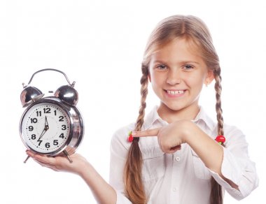  Küçük kız için saat, işaret zamanı söylemek öğrenme.