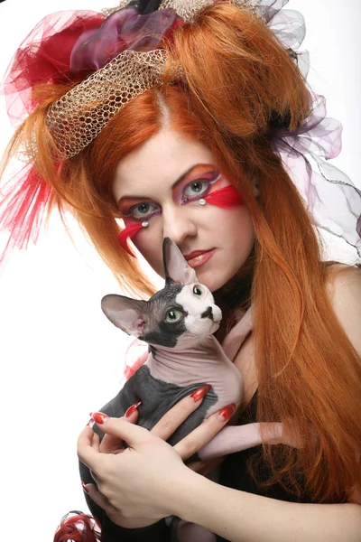 Yong Princess Cat Creative Fantasy Make — Stock Photo, Image