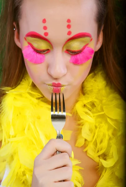 Chica divertida con maquillaje loco —  Fotos de Stock