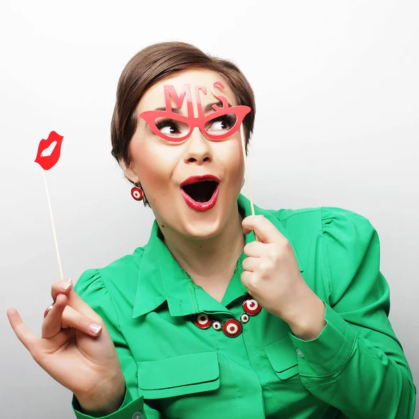 Playful young woman ready for party — Stock Photo, Image