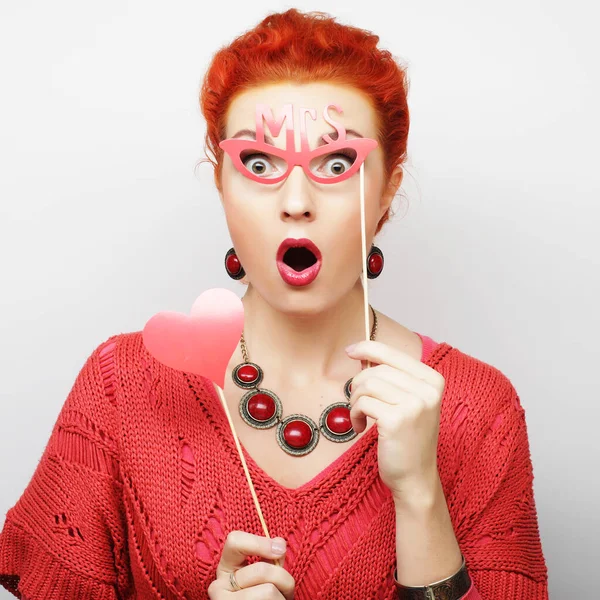 Playful young woman ready for party — Stock Photo, Image