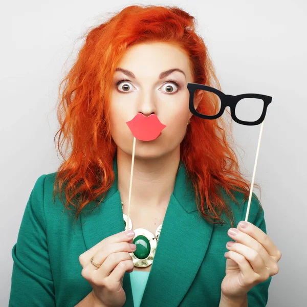 Playful young woman ready for party — Stock Photo, Image