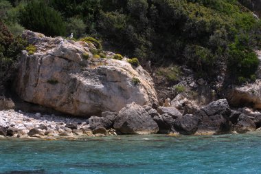 Yunanistan 'ın Zakynthos adasındaki mavi mağaralar, seyahat kavramı