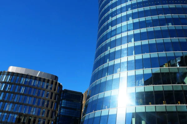 Modern business center with big glass wnindows — Stock Photo, Image