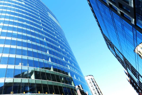 Modern business center with big glass wnindows — Stock Photo, Image