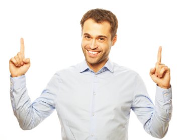 İşadamı işaret ediyor.