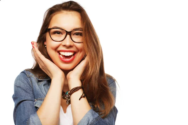 Mujer tranquila y amable con gafas — Foto de Stock