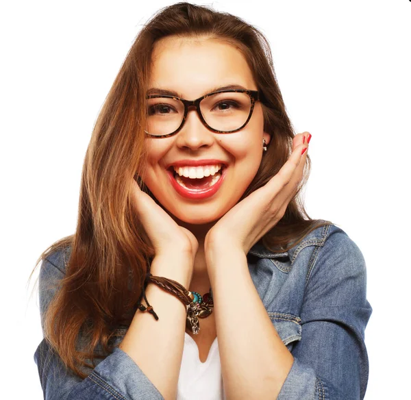 Mujer tranquila y amable con gafas — Foto de Stock