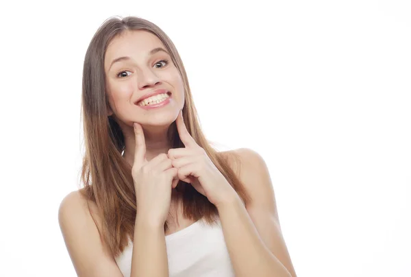 Lifestyle and people concept: Young cute smiling girl — Stock Photo, Image