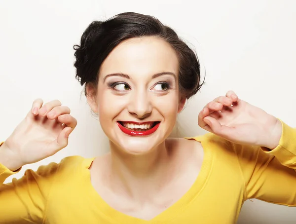 Imagen de cara de mujer sorprendida sobre blanco — Foto de Stock