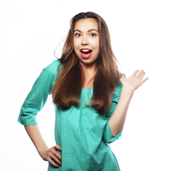 Joven mujer sorprendida. Captura de estudio . — Foto de Stock