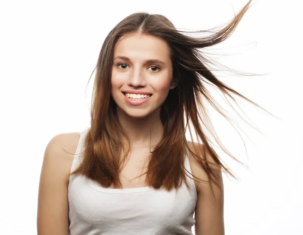 Pretty girl on a white background — Stock Photo, Image