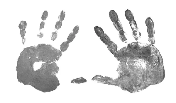 Grey hand prints isolated on white — Stock Photo, Image